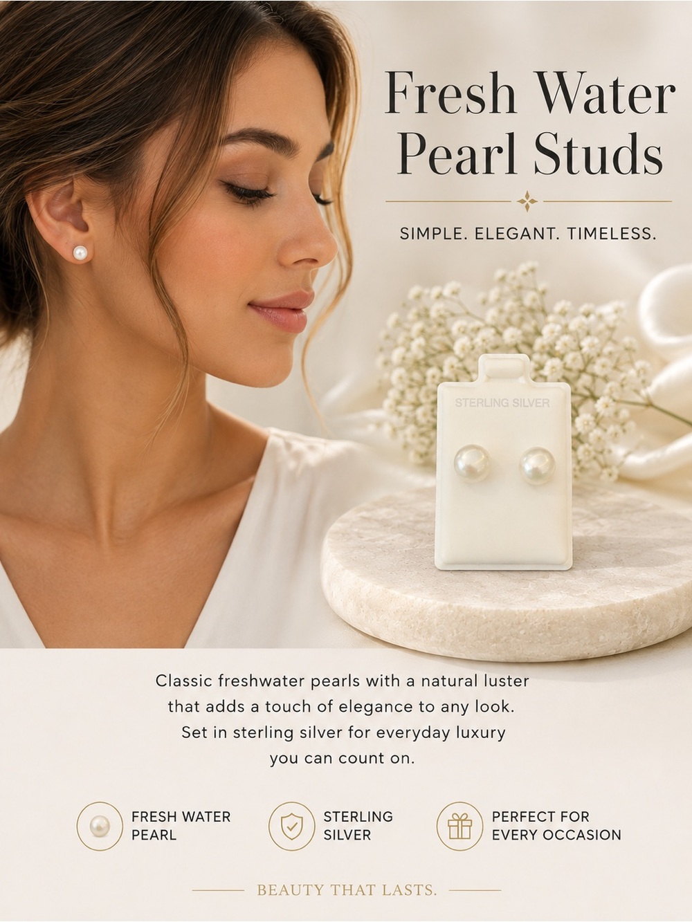Freshwater Pearl Sterling Silver Stud Earrings From Hawaii